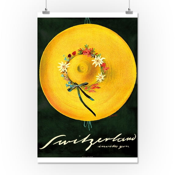 Switzerland Invites You Vintage Poster (artist: Alois Carigiet) Switzerland c. 1937 (16x24 Giclee Gallery Print, Wall Decor Travel Poster)