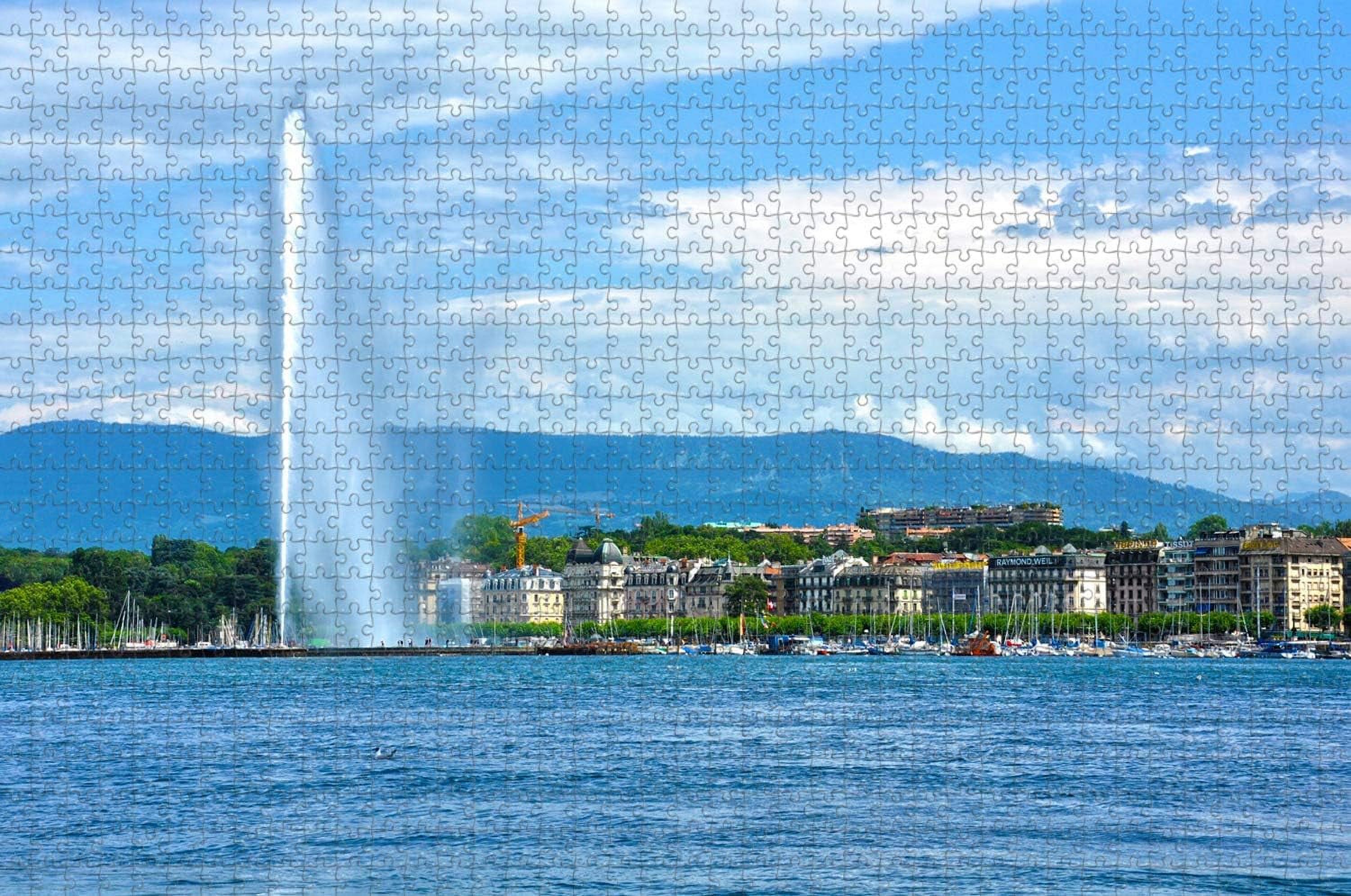Switzerland Jet Fountain Lake Geneva Jigsaw Puzzle 500 Piece for Adults