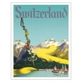 thumbnail image 1 of Switzerland - Lake Lucerne Swiss Alps - Vintage Travel Poster c.1952 - Fine Art Matte Paper Print (Unframed) 11x14in, 1 of 4