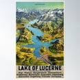 thumbnail image 1 of Switzerland Lake Of Lucerne And The Mountain Railways 1945 Vintage Travel Poster Wall Art, Modern Wall Decor For Living Room Bedroom, 8x12 UNFRAMED, 1 of 2
