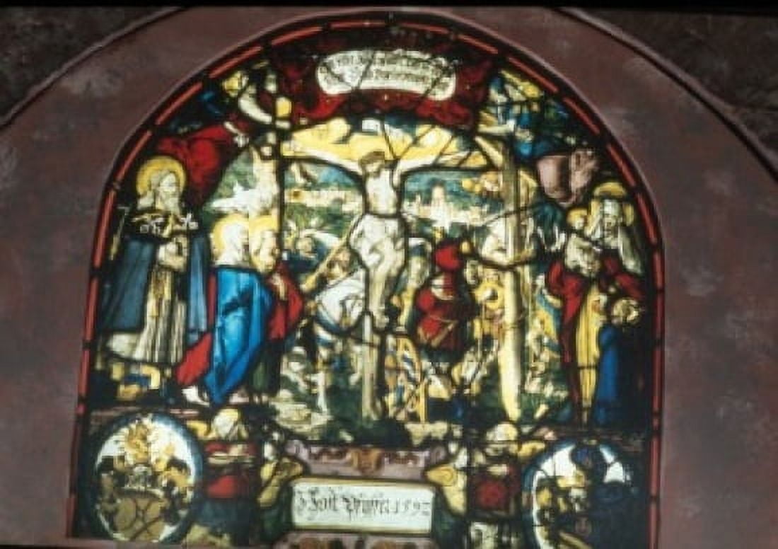 Switzerland Lucerne Canton Rathausen Rathausen Convent Stained glass with depiction of the Crucifixion 1562 Canvas Art - (24 x 36)