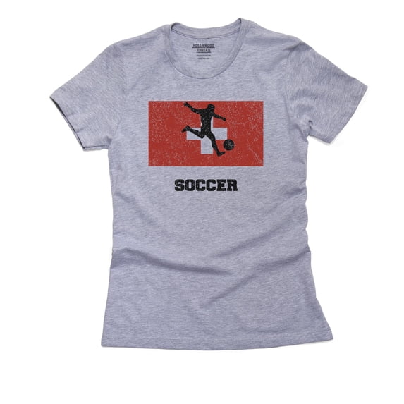 Switzerland - Olympic - Soccer - Flag - Silhouette Women's Cotton Grey T-Shirt