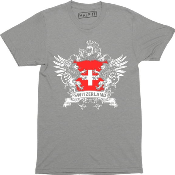 Switzerland Shield Mythical Eagle Lion Swiss Nationality Pride Mens T-Shirt