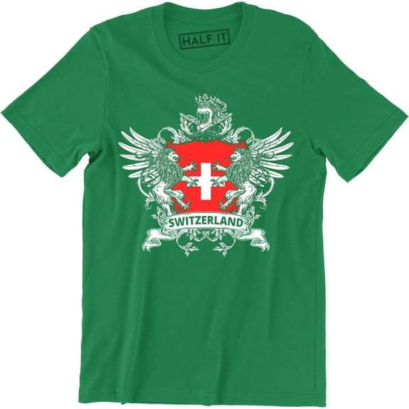 Switzerland Shield Mythical Eagle Lion Swiss Nationality Pride Mens T-Shirt