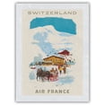 thumbnail image 1 of Switzerland - Ski Lodge - France - Vintage Airline Travel Poster by Georges Beuville c.1958 - Japanese Unryu Rice Paper Art Print (Unframed) 12 x 16 in, 1 of 4