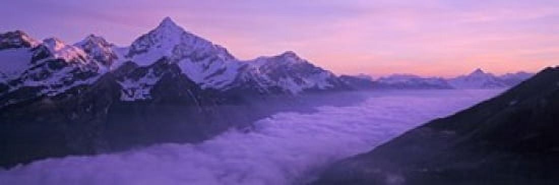 Switzerland Swiss Alps Aerial view of clouds over mountains Canvas Art - Panoramic Images (18 x 6)