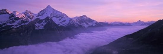 Switzerland Swiss Alps Aerial view of clouds over mountains Canvas Art - Panoramic Images (36 x 12)