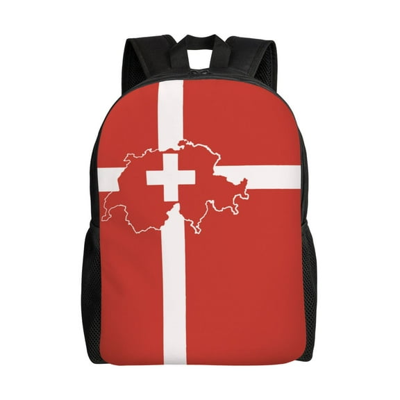 Switzerland Swiss Map Flag Backpack Travel Bag For Men Women Lightweight Back Pack With Laptop Compartmen