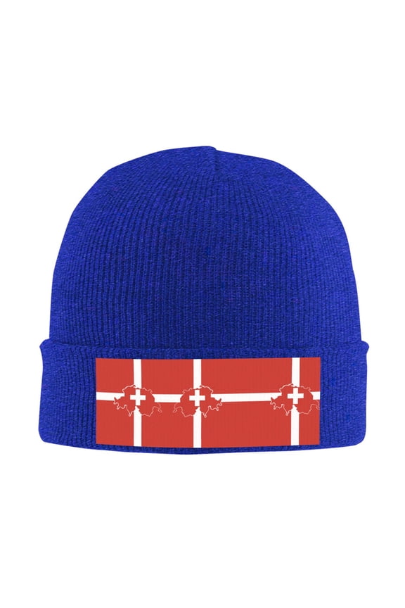 Switzerland Swiss Map Flag Beanie Hat Knit Hat Skull Cap for Men Women Winter Hat Blue