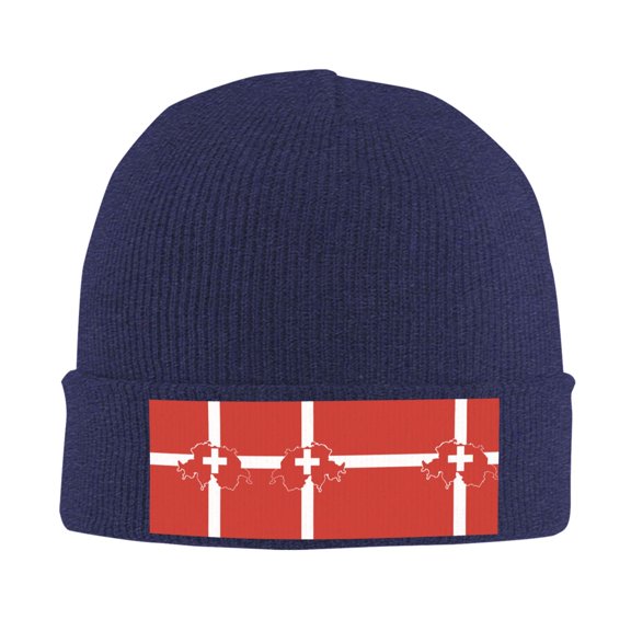 Switzerland Swiss Map Flag Beanie Hat Knit Hat Skull Cap for Men Women Winter Hat Navy Blue