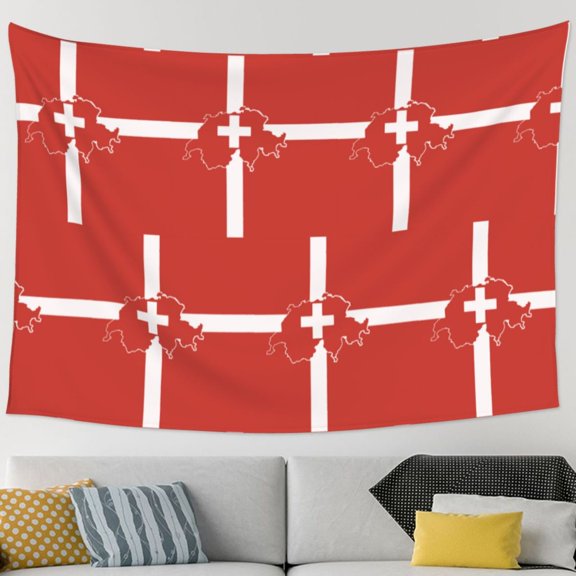 Switzerland Swiss Map Flag Tapestry Home Decor Tapestry Living Room Bedroom Decoration Tapestry (90''L*60''W)