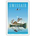 thumbnail image 1 of Switzerland - Swissair - Douglas DC-4 Airliner - Vintage Airline Travel Poster by Herbert Leupin c.1956 - Master Art Print (Unframed) 12in x 18in, 1 of 4