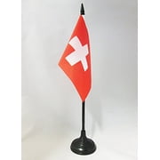 AZ Flag Switzerland Table Flag 4x6 in 100D Polyester Plastic Base 15x10 cm