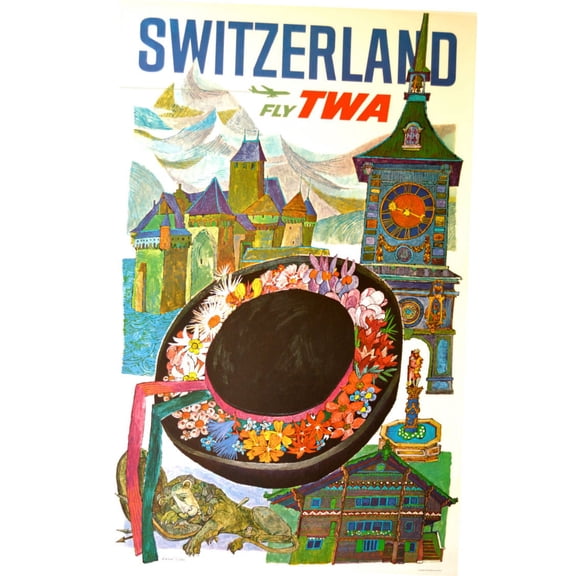 Switzerland Tourism Poster 24In x36In Art Poster 24x36 Multi-Color Square Adults Poster Time
