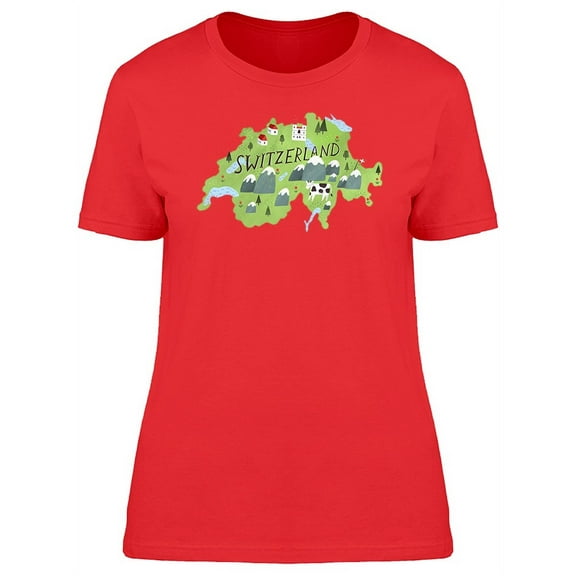 Switzerland Tourist Map T-Shirt Women -Image by Shutterstock, Female x-Large