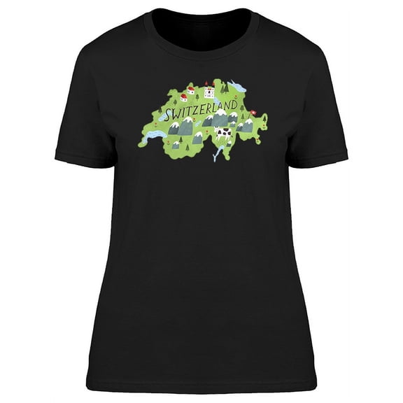 Switzerland Tourist Map T-Shirt Women -Image by Shutterstock, Female x-Large