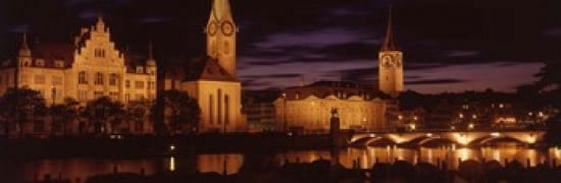 Switzerland Zurich Limmat River Canvas Art - Panoramic Images (18 x 6)