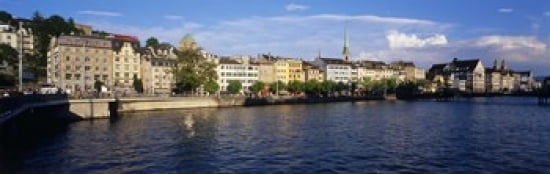 Switzerland Zurich Limmat River Canvas Art - Panoramic Images (36 x 12)