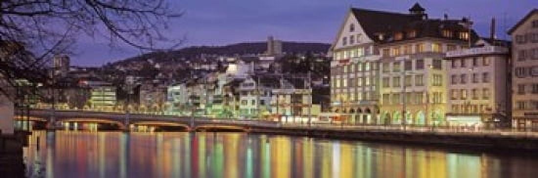 Switzerland Zurich River Limmat view of buildings along a river Canvas Art - Panoramic Images (18 x 6)