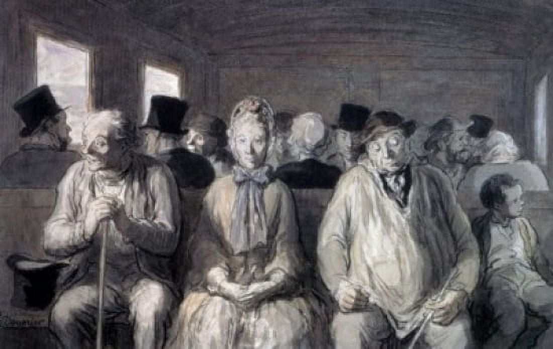 Switzerland Zurich The Third Class Carriage by Honore Daumier watercolor (1808-1879) Canvas Art - Honore Daumier (24 x 36)