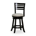 thumbnail image 1 of Swivel 24" Counter Height Bar Stool with Backrest and Footrest, Fabric Upholstered Barstools with Wood Frame & Flared Legs, Breakfast Stools for Home Pub Kitchen, Espresso & Beige, 1 of 7