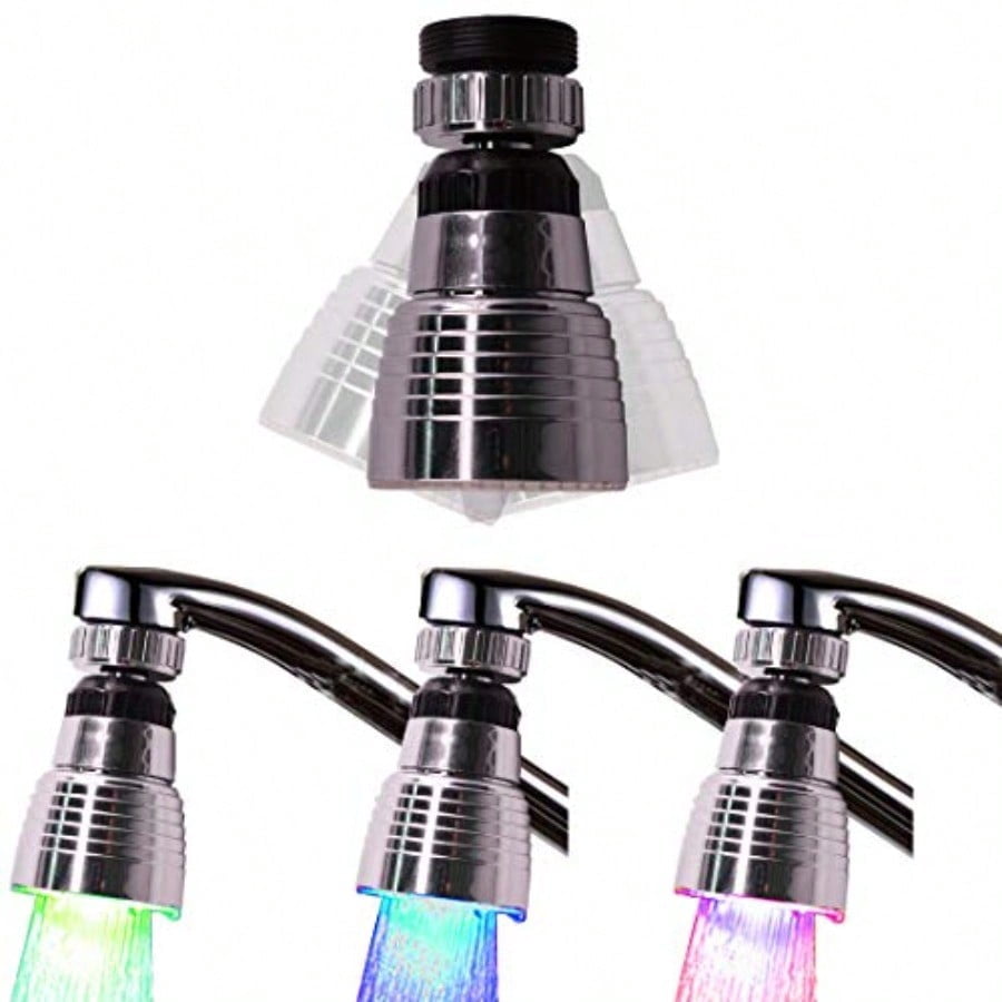 Swivel 3-Color Temperature Sensitive Gradient LED Water Faucet Light ...
