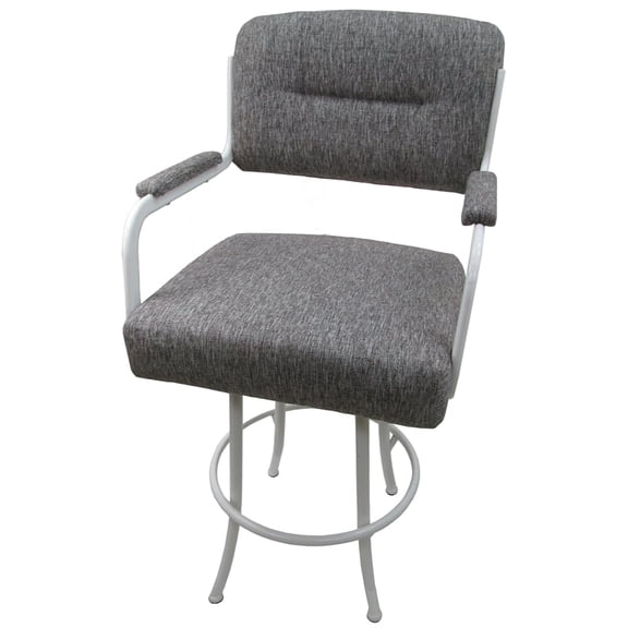 Swivel 30" Bar Stool - M-110 - Mojave Gray Fabric on White Metal