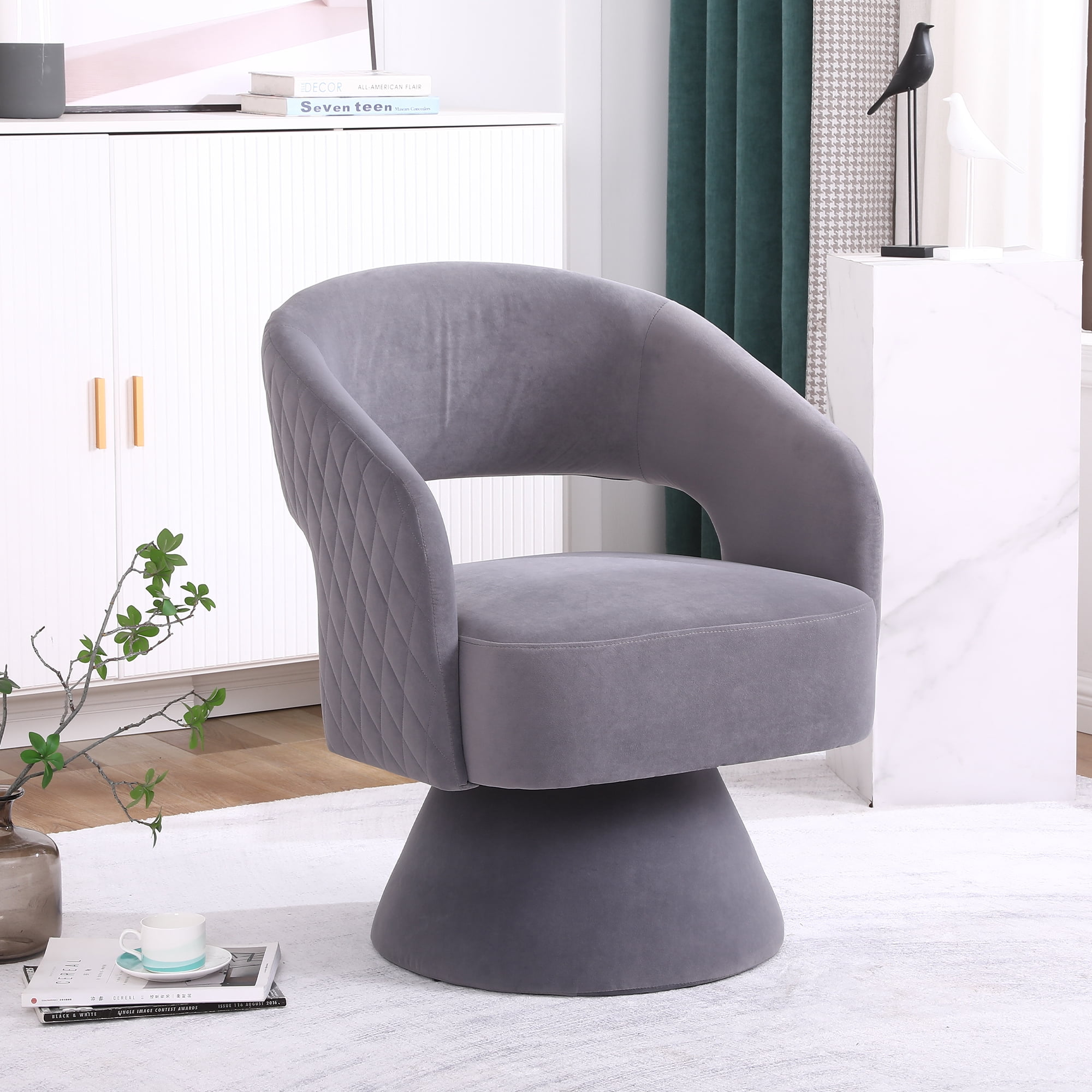 Swivel Accent Arm Chair Upholstered Comfy 360 Degree Swivel Sofa Chair ...