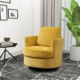 thumbnail image 1 of Swivel Accent Barrel Chair, 31.9"W Chenille Upholstered Round Accent Sofa Chair with 360 Degree Swiveling Metal Base Cozy Club Chair Leisure Arm Chair for Nursery Living Room Hotel Office, Mustard, 1 of 7