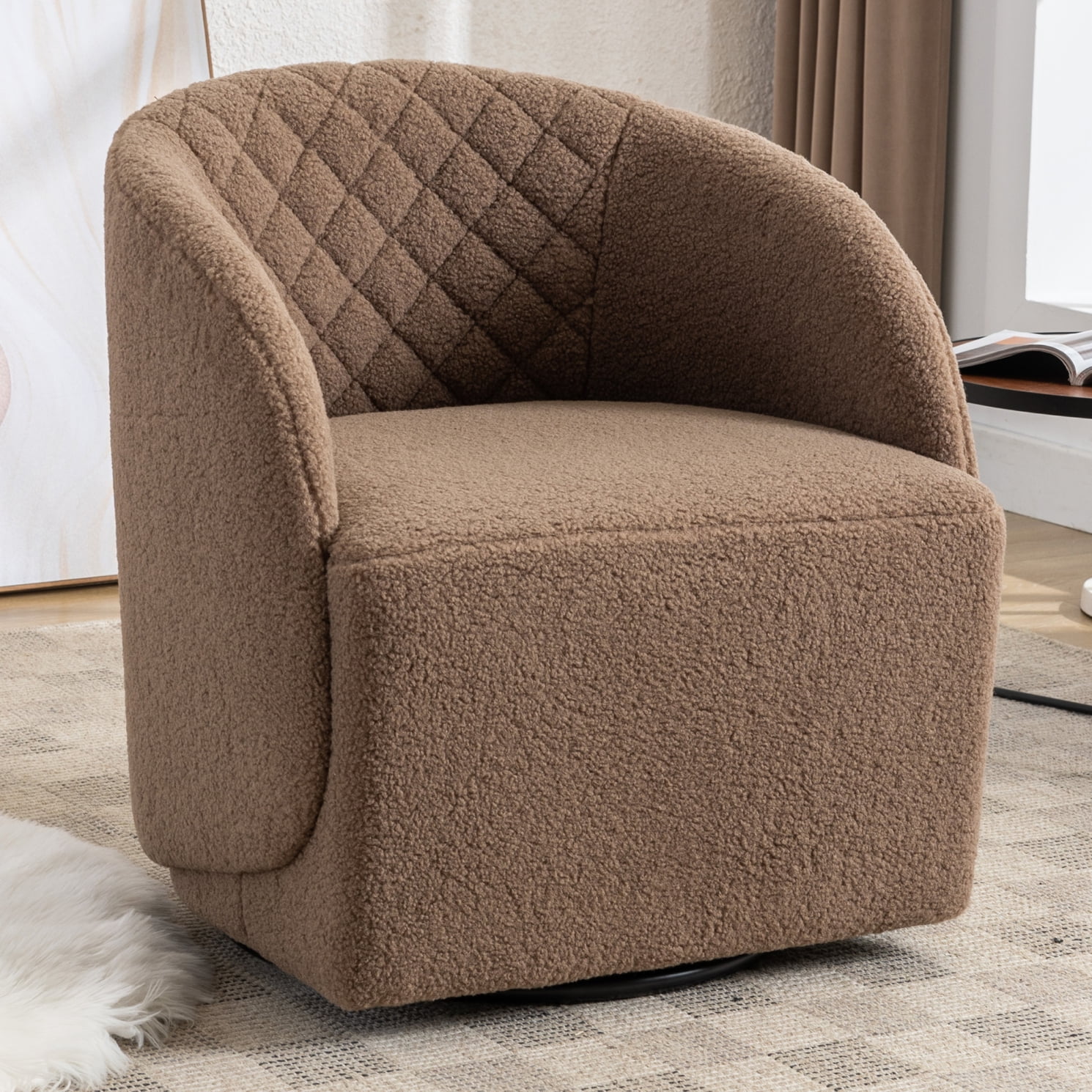 Swivel Accent Barrel Chair, Comfy Round Accent Sofa Chair for Living