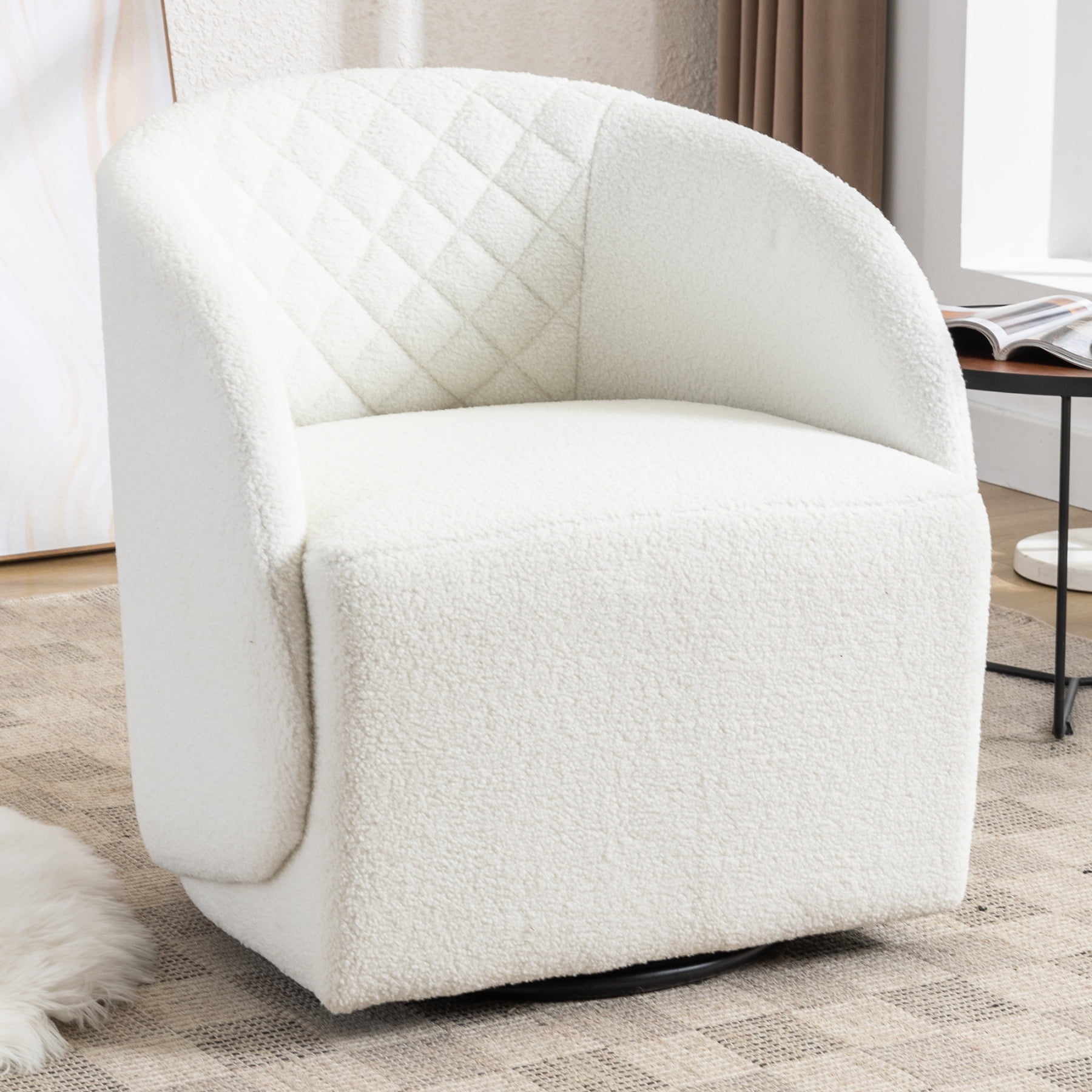 Swivel Accent Barrel Chair, Comfy Round Accent Sofa Chair for Living