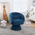 thumbnail image 1 of Swivel Accent Barrel Chair, Modern Round Armchair with Curved Backrest & Wooden Base, Comfy Single Leisure Sofa Couch Chair for Living Room Bedroom Office, Teal, 1 of 6