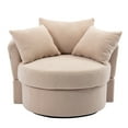 thumbnail image 1 of Swivel Accent Barrel Chair, Oversized Upholstered Club Chair with 3 Pillows Modern Leisure Lounge Chair Round Sofa for Living Room Bedroom Hotel Office, Camel, 1 of 9