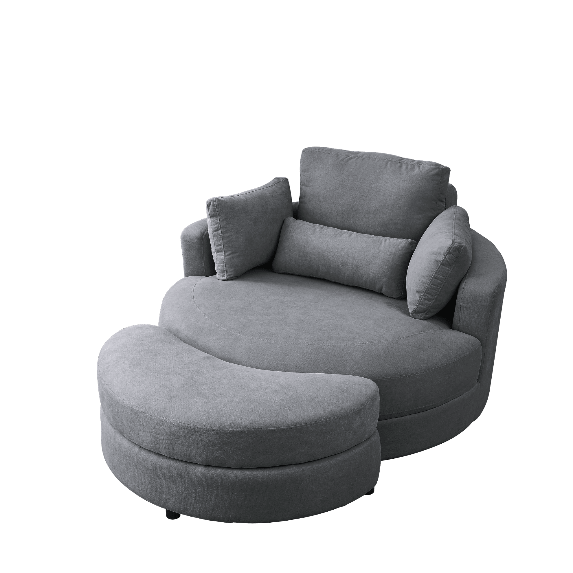 Swivel Accent Barrel Chair with Storage Ottoman, 51'' Accent Barrel