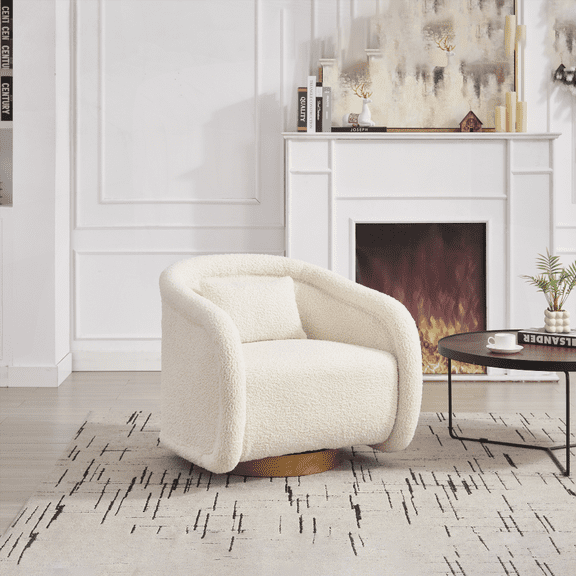 Swivel Accent Chair - 1-Piece with Teddy Upholstery & 360-Degree Swivel, Ideal for Living Room, Bedroom or Office