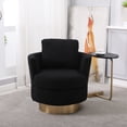 thumbnail image 1 of Swivel Accent Chair, 360 Degree Round Swivel Barrel Chair for Living Room, Modern Upholstered Accent Armchair with Gold Base, Teddy Single Sofa Chair for Bedroom, Office, Nursery, (Black), 1 of 9