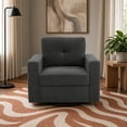 thumbnail image 1 of Swivel Accent Chair, 360-Degree Single Sofa Chair with Point-Tufted Backrest & Square Arms, Mid-Century Modern for Living Room Bedroom, Dark Gray, 1 of 13