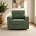 thumbnail image 1 of Swivel Accent Chair, 360-Degree Single Sofa Chair with Point-Tufted Backrest & Square Arms, Mid-Century Modern for Living Room Bedroom, Dark Green, 1 of 13