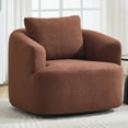 thumbnail image 1 of Swivel Accent Chair,360° Round Upholstered Armchair with One Soft Pillow,Teddy Fleece High-Resilience Sponge Single Sofa for Living Room, Bedroom, Apartment,No Assembly,Brown, 1 of 12