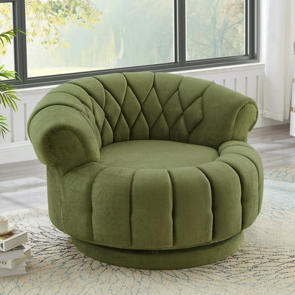 Swivel Accent Chair 360Swivel Chair Sofa Barrel Swivel Chair Round Club Chair for Living Room and Bedroom, Green