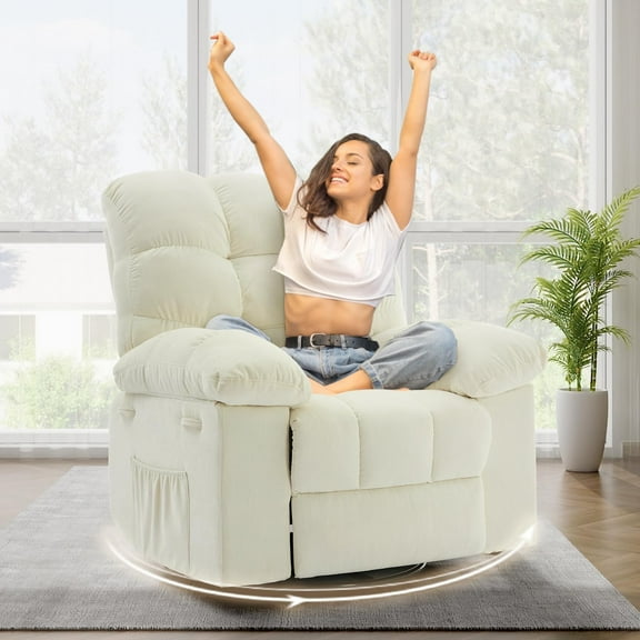 Swivel Accent Chair,360°Swivel Rocker Chair,Swivel Rocking Recliner Chair Comfortable Deep Seat for Relaxation,Upholstered Glider Nursery Chair for Living Room,Bedroom & Nursery