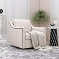 thumbnail image 1 of Swivel Accent Chair Armchair, 360-Degree Swivel Cuddle Barrel Chair with Ergonomics Back and Black Legs, Modern Soft Linen Fabirc Sofa Chair Reading Chair for Living Room Bedroom, White, 1 of 7