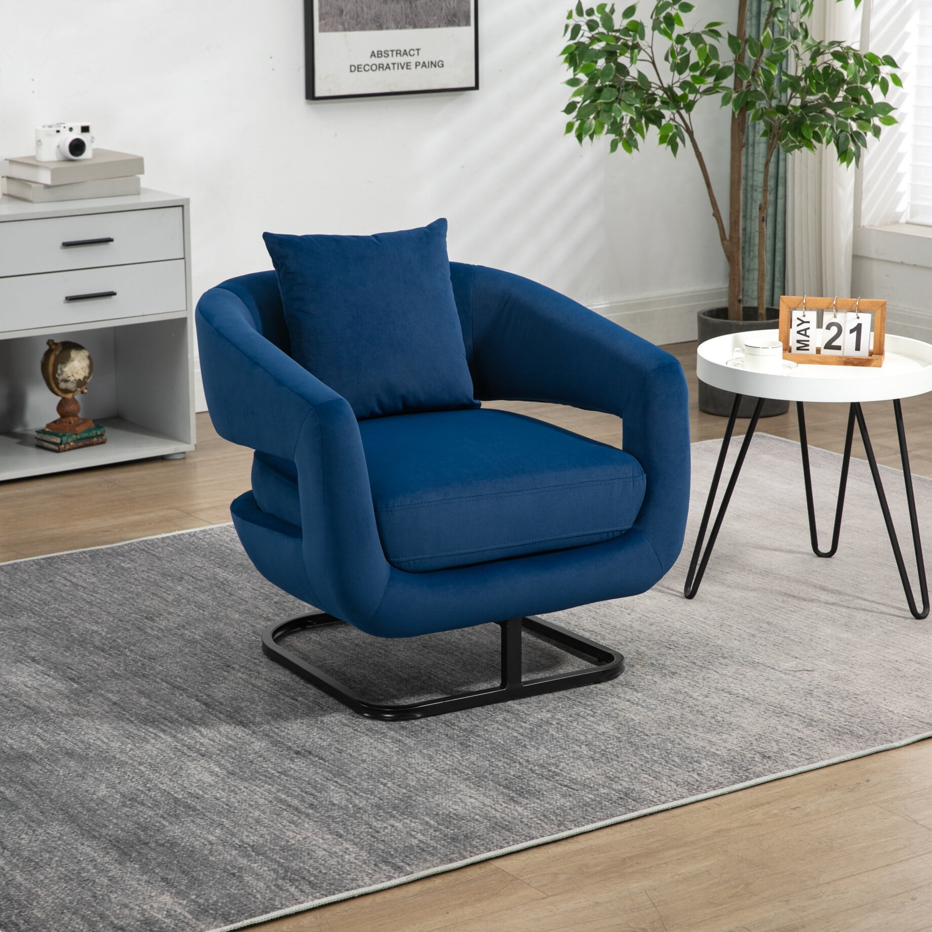 Swivel Accent Chair Armchair, 360° Swivel Chair in Velvet Fabric