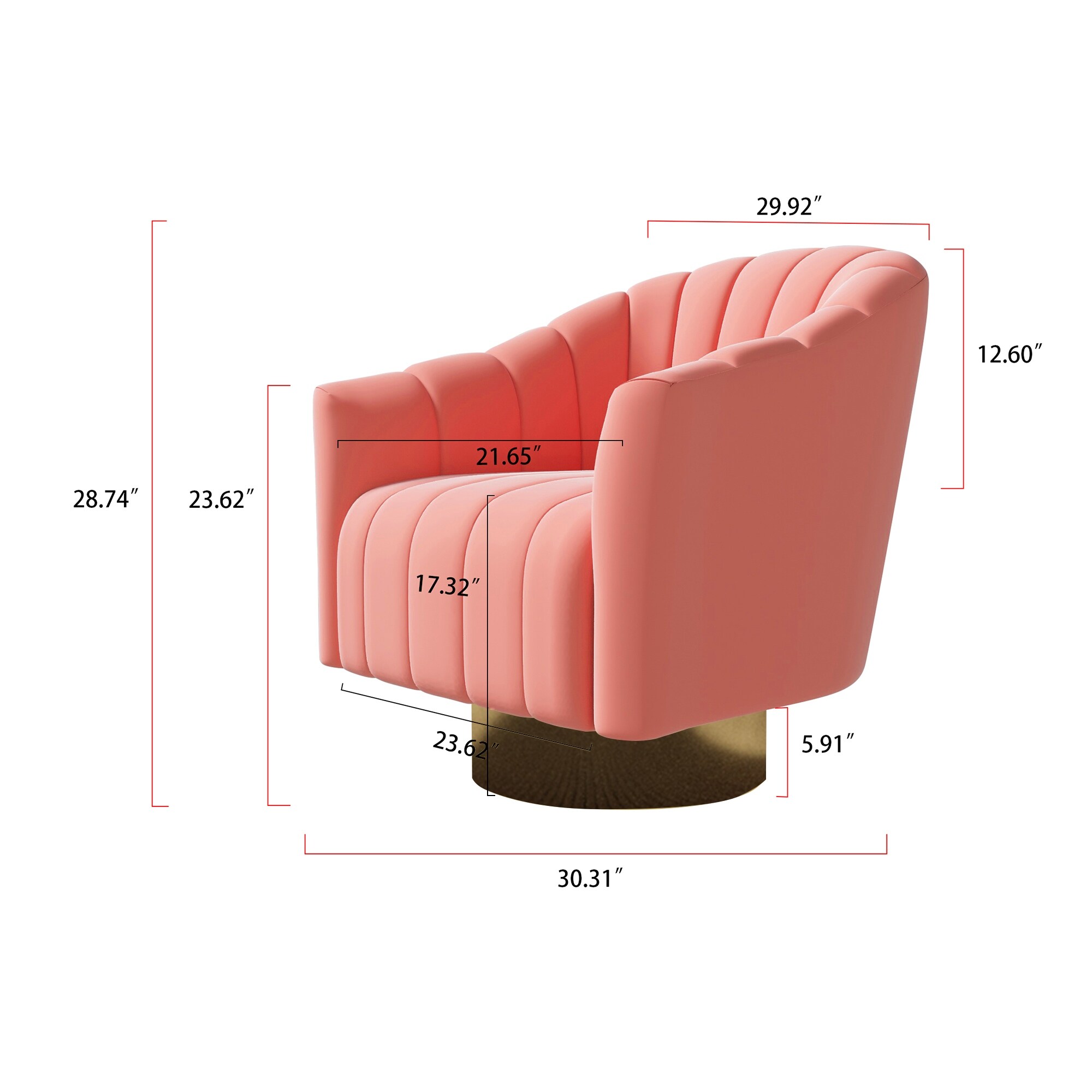 Swivel Accent Chair Armchair in Velvet Pink