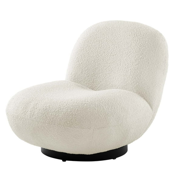 Swivel Accent Chair, Black Ivory, Fabric, Modern Contemporary, Living Lounge Cafe Room Hotel Lobby Hospitality