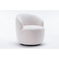 thumbnail image 1 of Swivel Accent Chair with Curved Backrest, Round Barrel Chair with Sturdy Metal Base, Comfy Club Armchair with Soft Padded Seat for Living Room, Bedroom, Ivory, 1 of 7