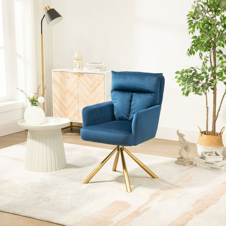 Blue vanity online chair with back