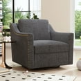 thumbnail image 1 of Swivel Accent Chair, LEGAHOME 360° Swivel Chair with Nailhead Decor and Metal Base, Rotating Barrel Armchair Living Room Chairs, Linen Upholstered Material, 24in Wide Seat, Dark Gray, 1 of 6