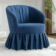 thumbnail image 1 of Swivel Accent Chair, Linen Fabric Swivel Accent Chair Armchair with Pleated Skirt, Lounge Chair Barrel Chair with 360° Swivel and Padded Seat, Single Sofa Chair for Living Room Auditorium, Blue, 1 of 7