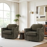 Swivel Accent Chair for Living Room, Modern Upholstered Barrel Arm Chair with Plump Back Pillow, Comfy Club Sofa Reading Chair for Adults (Chenille Light Coffee, Set of 2) - Walmart.com